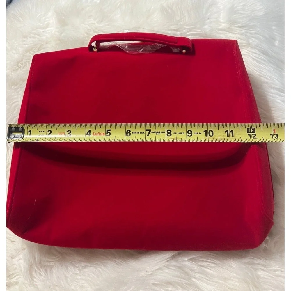 Estee Lauder Red Velvet Bow Cosmetic Bag‎ Travel Makeup Case Gold Zipper New
